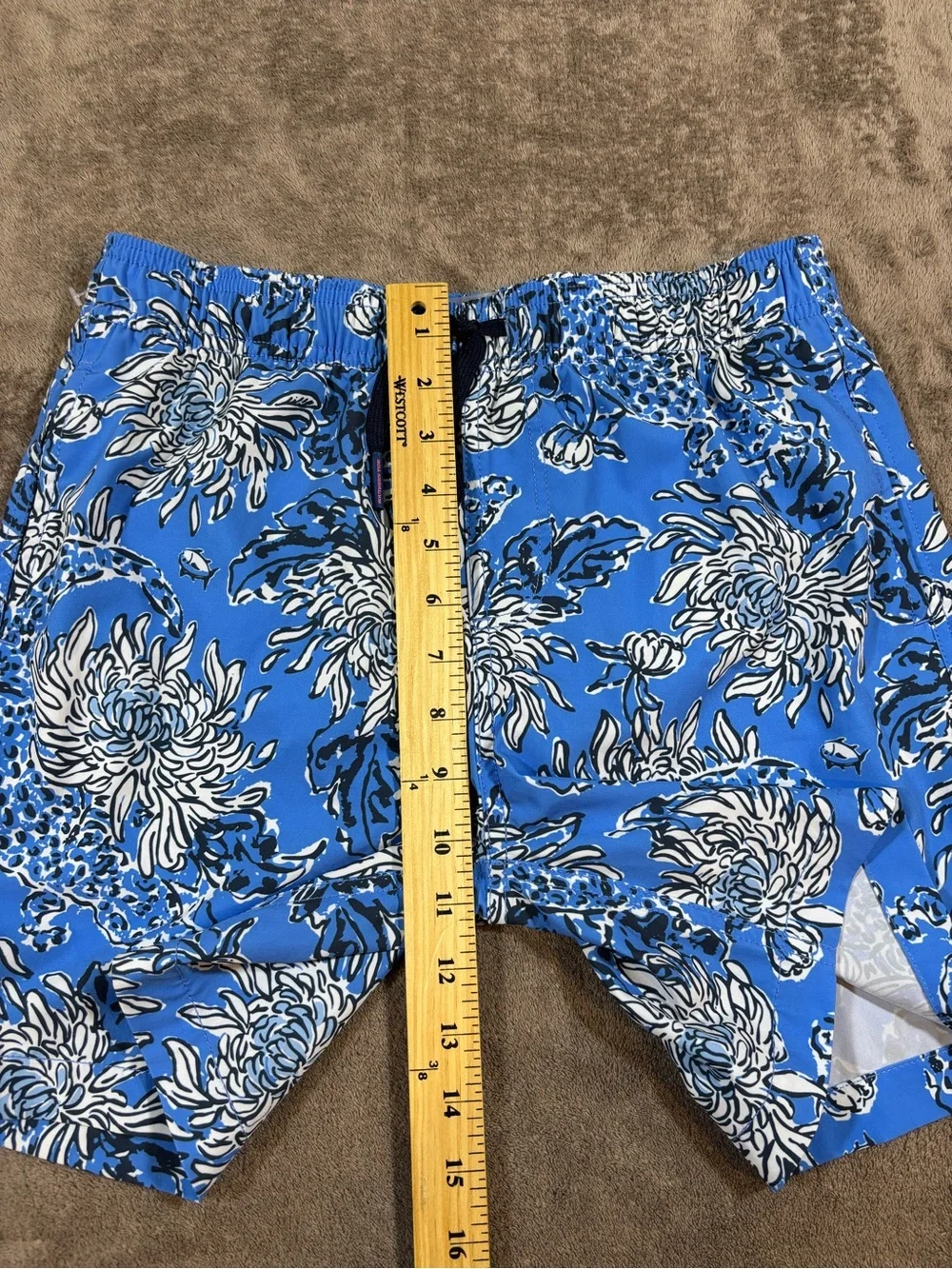Lilly Pulitzer x Southern Tide Boca Blue Swim Trunks Boys Large 12-14